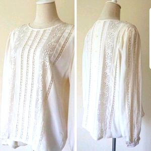 Vintage Embroidered White Shirt/Blouse